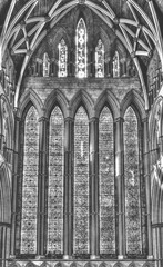 York Minster North Transept Stained Glass HDR BW