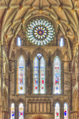York Minster South Transept Stained Glass Rose Window HDR - 123943061