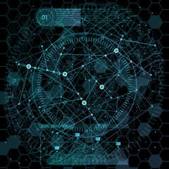 infographic elements. futuristic user interface. Abstract polygonal space low poly dark background with connecting dots and lines. Vector science Polygonal background. Futuristic HUD background.