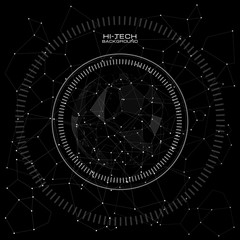 infographic elements. futuristic user interface. Abstract polygonal space low poly dark background with connecting dots and lines. Vector science Polygonal background. Futuristic HUD background.