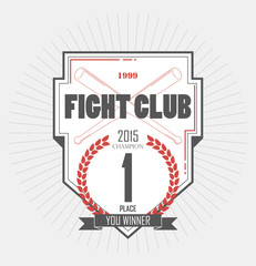 winner first place. champion vintage label. Fighting club emblems, labels, badges, logos. Monochrome graphic style