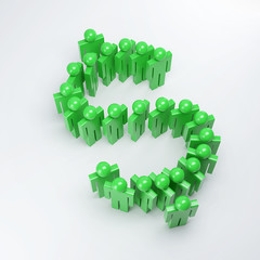 3d people look like dollar symbol on a white background