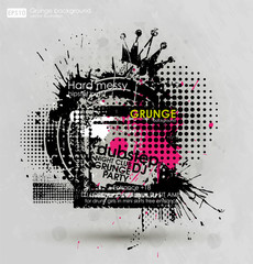 Grunge background in black color. Vector illustration. Grunge background with a colorful rainbow ink splat effect. Grunge banner with an inky dribble strip with copy space for party and t-shirt print
