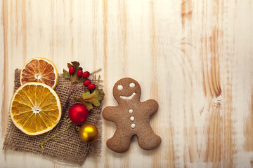 gingerbread Christmas tree and gifts on table
