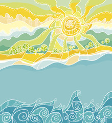 Fototapeta na wymiar decorative vector illustration of summer sea shore