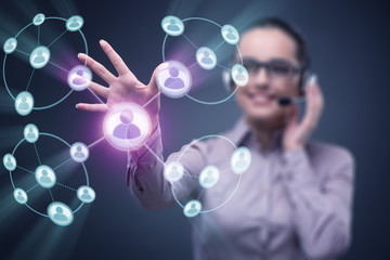 Young woman in social networks concept