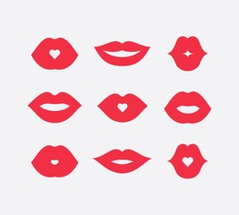 Abstract women lips icon set