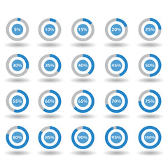 icons template pie graph circle percentage blue chart 5 10 15 20 25 30 35 40 45 50 55 60 65 70 75 80 85 90 95 100 % set illustration round vector