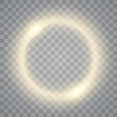 Round shiny frame background with lights. Abstract luxury light ring. Vector