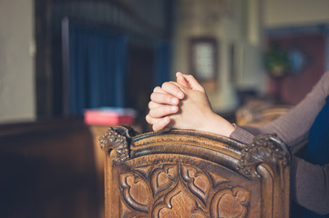 Close up on woman praying