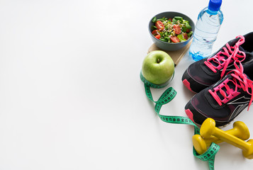 fitness equipment and healthy food
