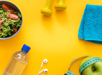 fitness equipment and healthy food