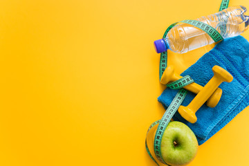fitness equipment and healthy food