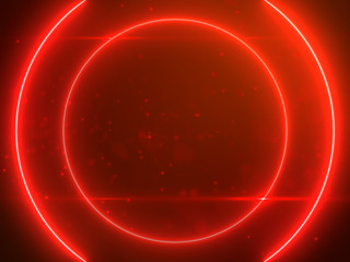 Beautiful Red Circle Light with Lens Flare on Particles Background - Luxury Background Design Element