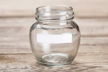 Glass on wood table. Money Saving concept