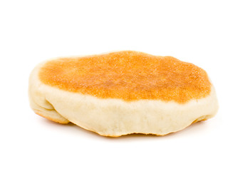 homemade fried russian pastries (pirogi) pies on plate, isolated on white backgroud, Russian traditional food