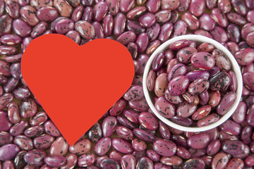 Pinto beans and heart. (Phaseolus vulgaris)