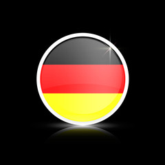 German flag glossy button. Isolated on black background. Vector illustration, eps 10.
