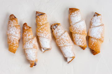 Freshly baked cookies on the wooden table