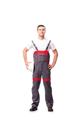 Fototapeta premium Man in coveralls isolated on white
