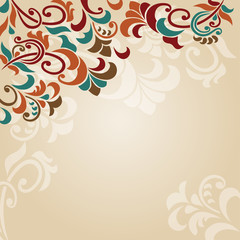 Background with swirls and leaves. Page decoration. Invitation.