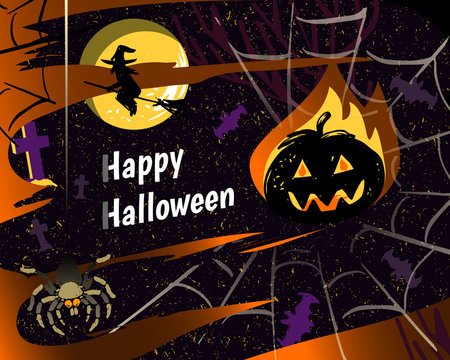 Halloween party greeting card vector illustrration