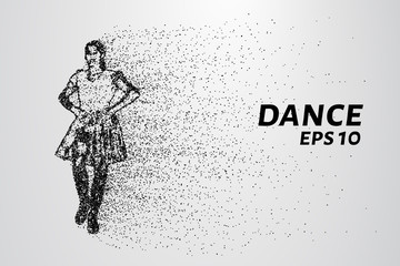 Dance of the particles. The girl crumbles into small molecules.