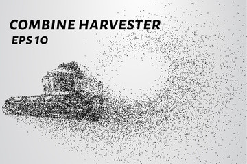 Fototapeta na wymiar Harvester of particles. Agricultural harvester breaks down into small molecules.
