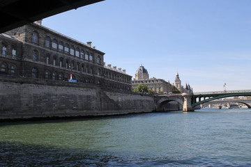 view of Paris from the Seine 