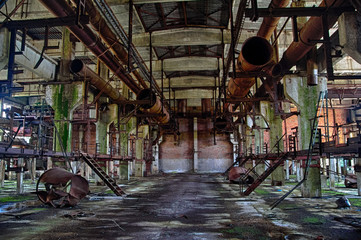 Machinery of abandoned factory of synthetic rubber