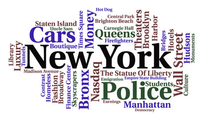 New York word cloud. Finance concept. Vector illustration.