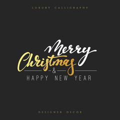 Merry Christmas and Happy new year lettering handmade calligraphy
