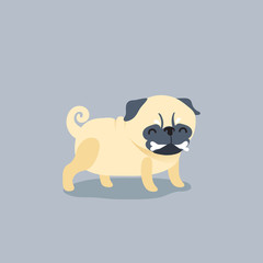 Cartoon character pug dog poses