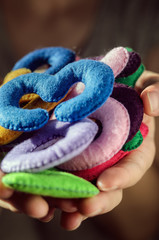 Numbers of felt in the palms