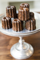 French canelé dessert pastry at a bakery