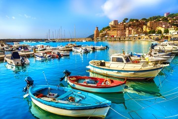 Fototapeta na wymiar Harbor and village Rio Marina, Elba islands, Tuscany, Italy