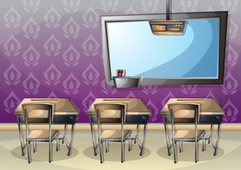cartoon vector illustration interior classroom with separated layers in 2d graphic
