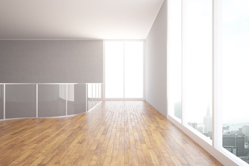 Fototapeta na wymiar Modern interior with wooden floor