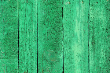 Texture of wooden green fence