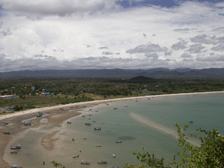 Ships in low tide ocean 