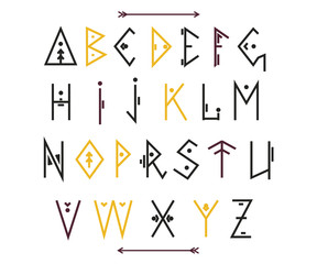 Ethnic Font. Vector Alphabet.