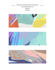 Set of Abstract creative headers. Modern artistic background. Vector. Isolated