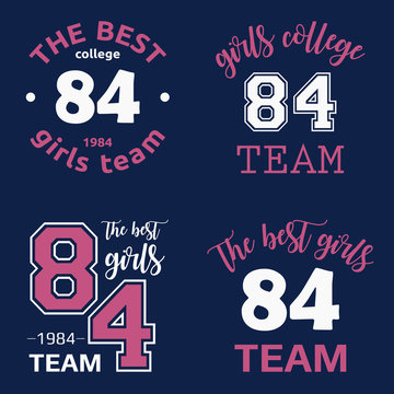 The best girls team college logo 84 isolated vector set