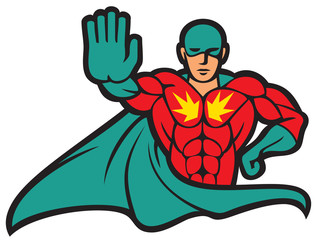 superhero gesturing stop sign vector illustration