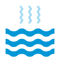 Fototapeta na wymiar Abstract waves of water and evaporation flat icon. Blue. Raster illustration