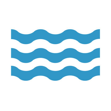 Abstract waves of water flat icon. Blue. Raster illustration