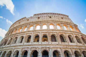 Fototapeta na wymiar Exterior of the Flavian Amphitheatre Colosseum, in Rome, Italy