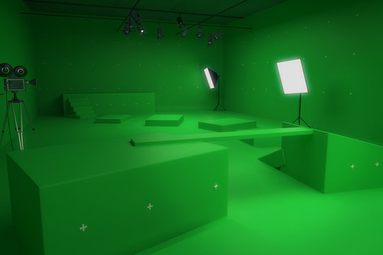 Modern green photo studio