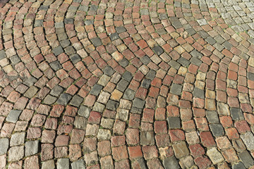 Old street paved with cobblestone. Paris, France - 123958240