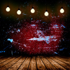 Empty room with wooden floors and a lamp. 